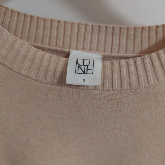 Luna Elegant Beige and White Women's Crew Neck Sweater - Picture 7 of 7